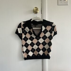 Checkered Print Sweater Vest